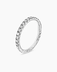 Cable Collectibles® Stack Ring 18K White Gold with Diamonds, 2mm