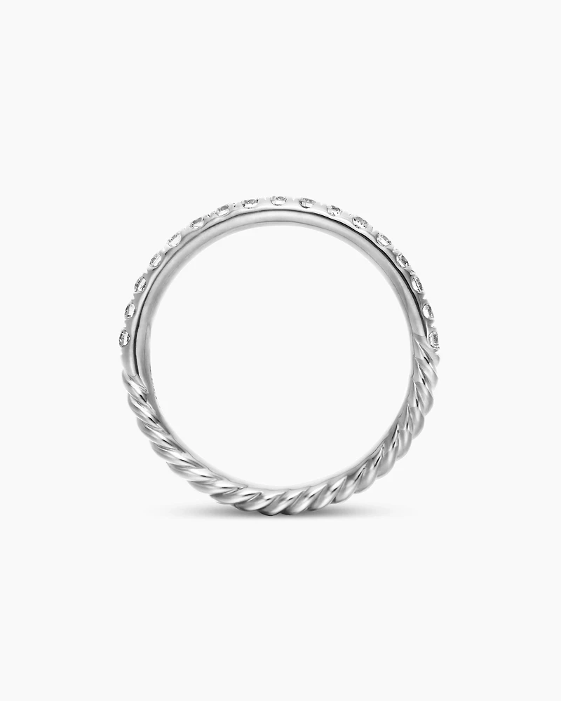 Cable Collectibles® Stack Ring 18K White Gold with Diamonds, 2mm
