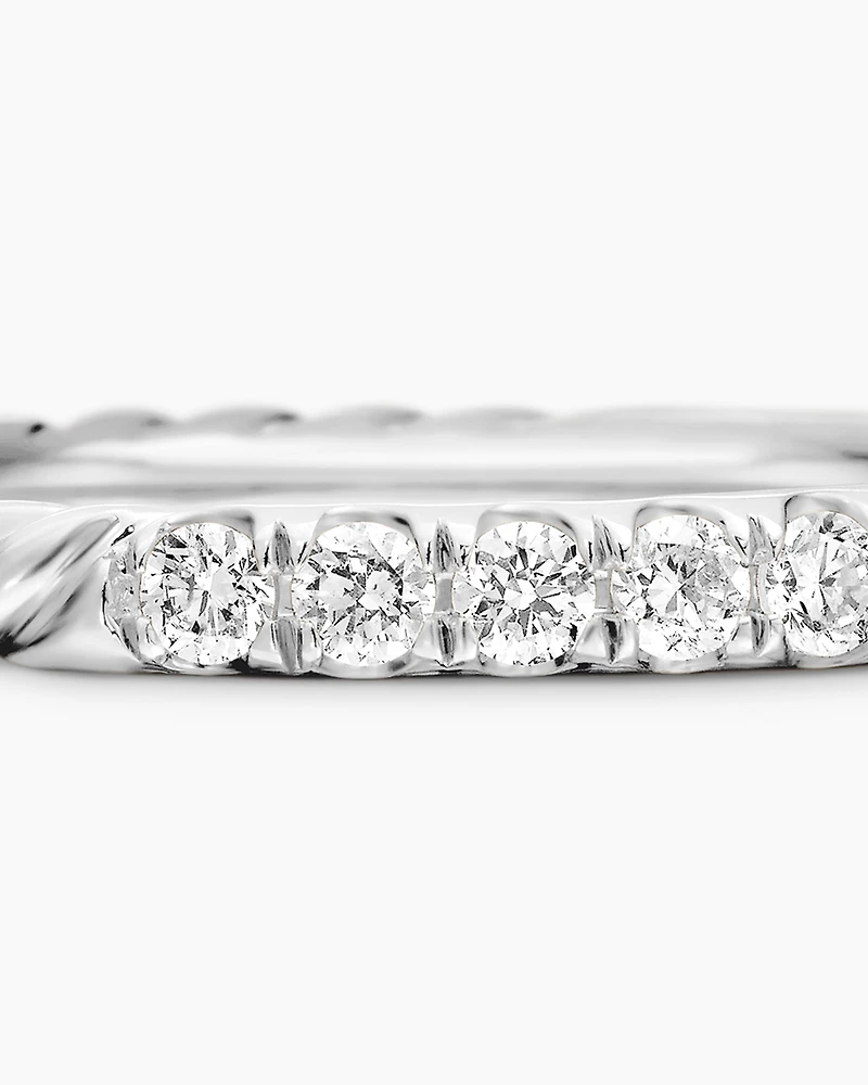 Cable Collectibles® Stack Ring 18K White Gold with Diamonds, 2mm