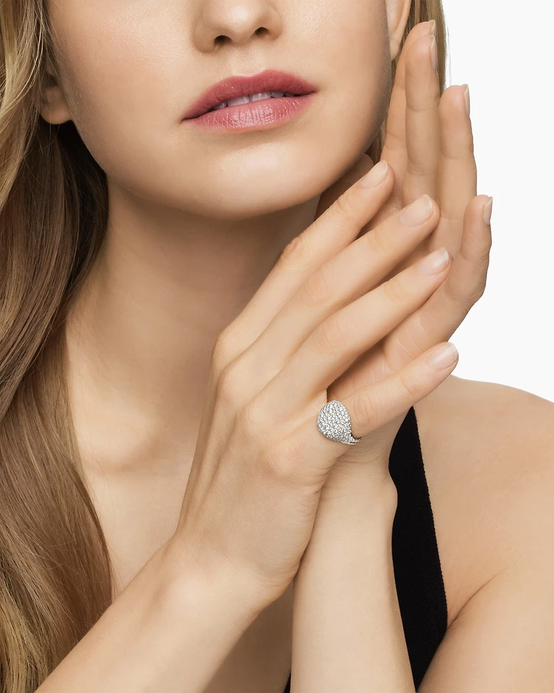 Pavé Pinky Ring in 18K White Gold with Diamonds, 13mm
