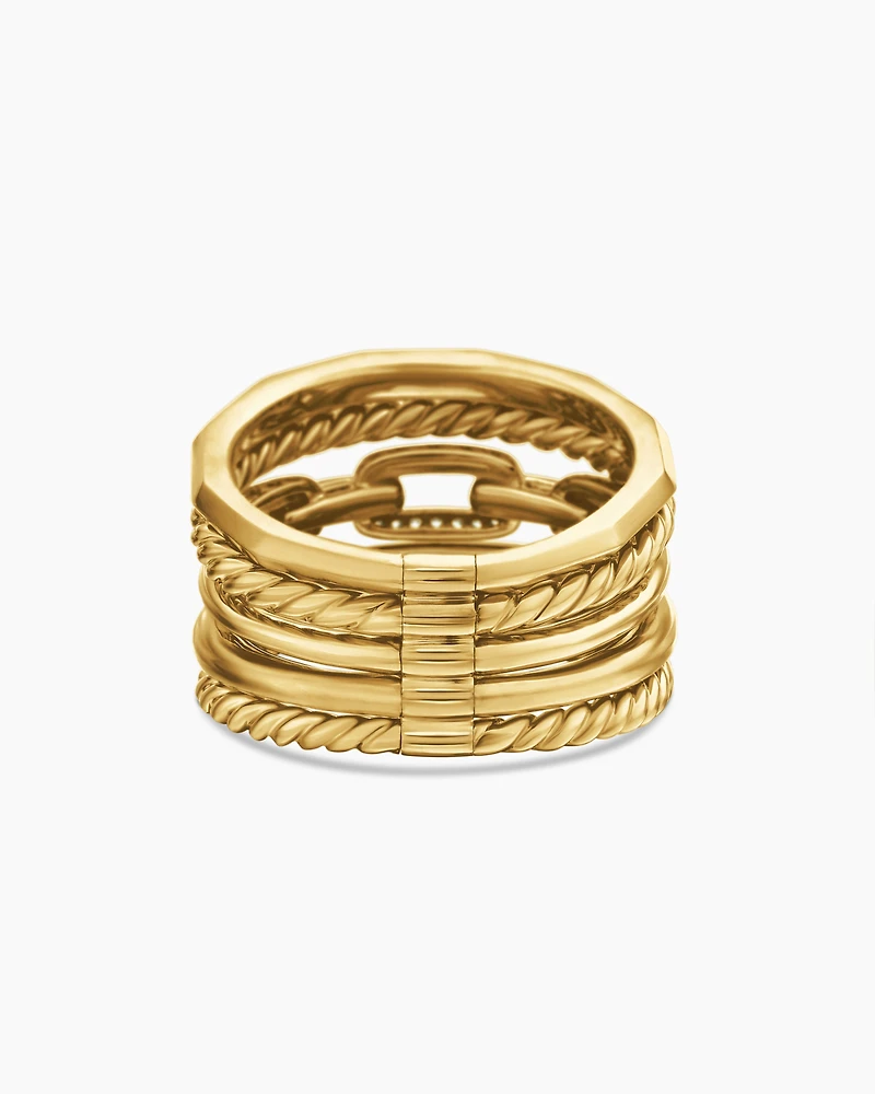 Stax Five Row Ring 18K Yellow Gold with Diamonds, 15mm