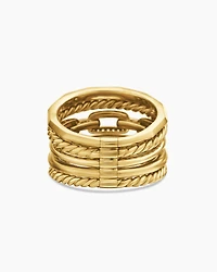 Stax Five Row Ring 18K Yellow Gold with Diamonds, 15mm