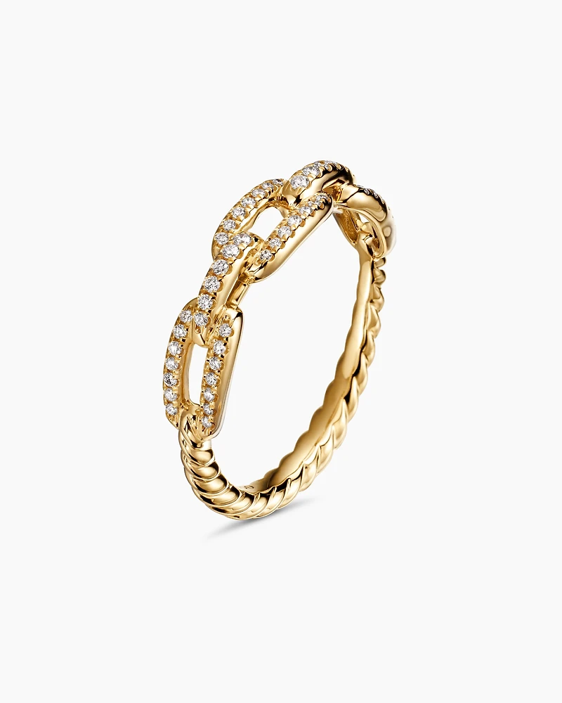 Stax Chain Link Ring 18K Yellow Gold with Diamonds, 4.5mm