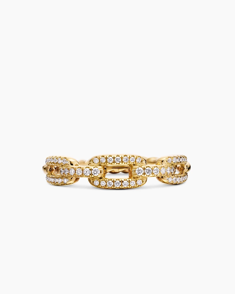 Stax Chain Link Ring 18K Yellow Gold with Diamonds, 4.5mm