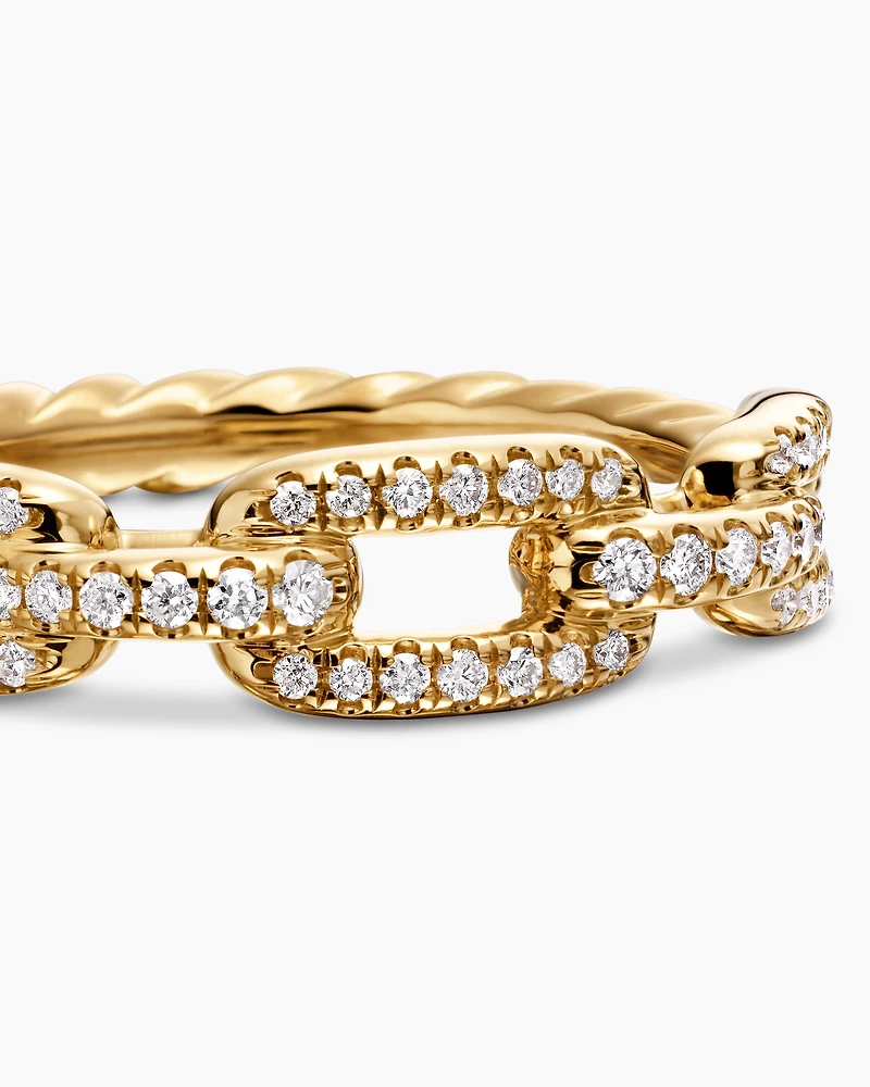 Stax Chain Link Ring 18K Yellow Gold with Diamonds, 4.5mm