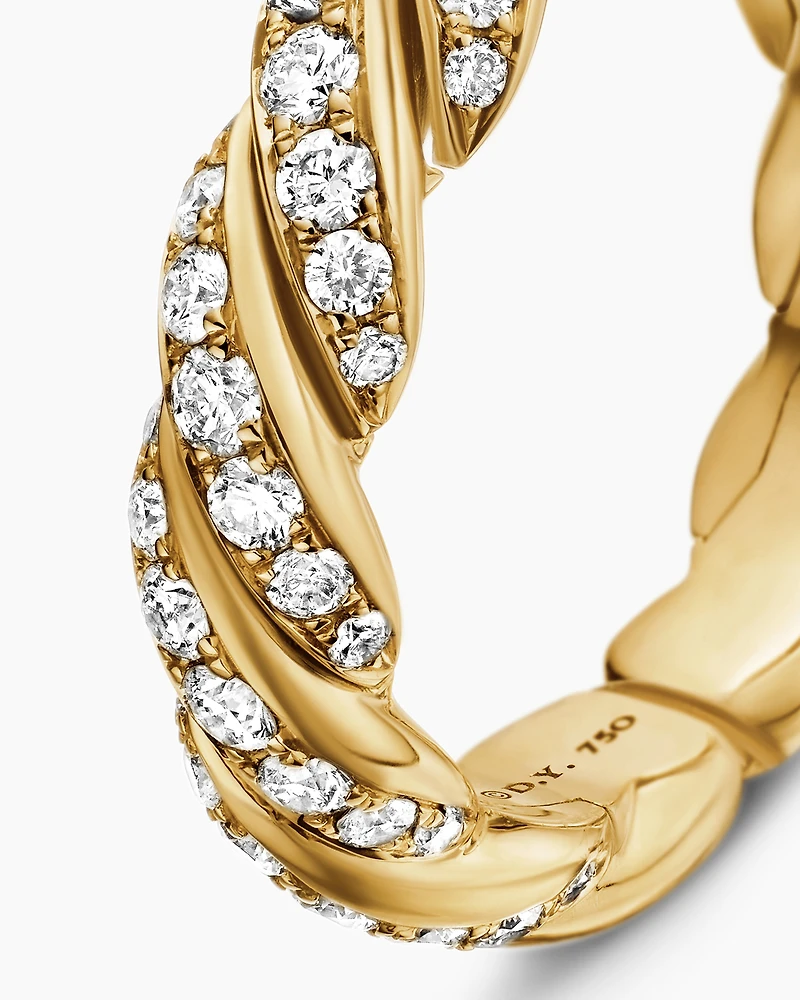 Sculpted Cable Flex Band Ring 18K Yellow Gold with Diamonds, 5mm