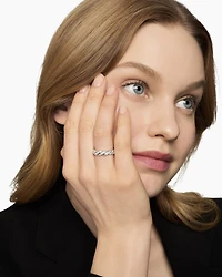 Sculpted Cable Flex Band Ring 18K Gold with Diamonds