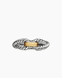 Cable Loop Band Ring Sterling Silver with 18K Yellow Gold, 7mm