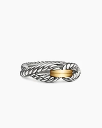 Cable Loop Band Ring Sterling Silver with 18K Yellow Gold, 7mm