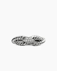Cable Loop Band Ring Sterling Silver with Diamonds, 7mm