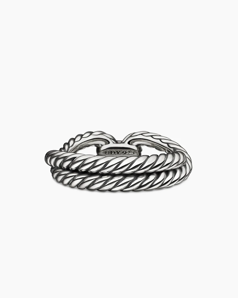 Cable Loop Band Ring Sterling Silver with Diamonds, 7mm
