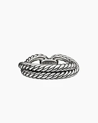 Cable Loop Band Ring Sterling Silver with Diamonds, 7mm