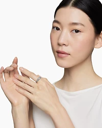 Cable Loop Band Ring Sterling Silver with Diamonds, 7mm