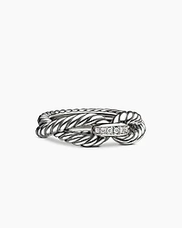 Cable Loop Band Ring Sterling Silver with Diamonds, 7mm