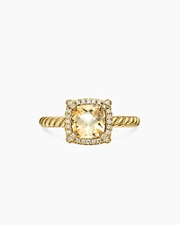 Petite Chatelaine® Pavé Bezel Ring 18K Yellow Gold with Champagne Citrine and Diamonds, 7mm