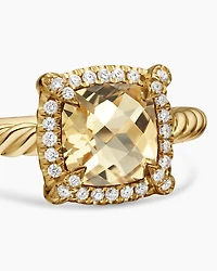Petite Chatelaine® Pavé Bezel Ring 18K Yellow Gold with Champagne Citrine and Diamonds, 7mm