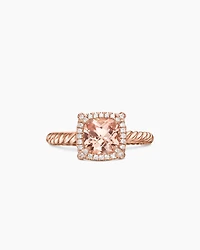 Petite Chatelaine® Pavé Bezel Ring 18K Rose Gold with Morganite and Diamonds, 7mm