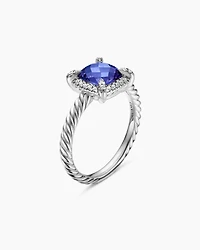 Petite Chatelaine® Pavé Bezel Ring 18K White Gold with Tanzanite and Diamonds, 7mm