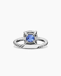 Petite Chatelaine® Pavé Bezel Ring 18K White Gold with Tanzanite and Diamonds, 7mm