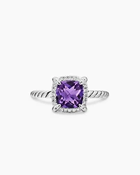 Petite Chatelaine® Pavé Bezel Ring Sterling Silver with Amethyst and Diamonds, 7mm