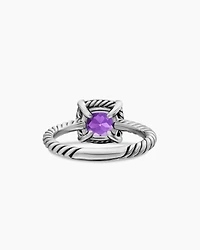 Petite Chatelaine® Pavé Bezel Ring Sterling Silver with Amethyst and Diamonds, 7mm