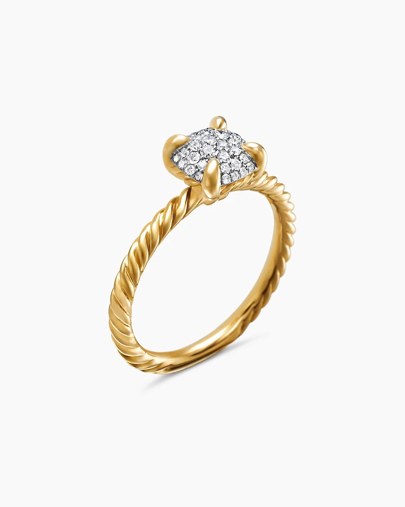 Petite Chatelaine® Ring 18K Yellow Gold with Pavé Diamonds, 7mm