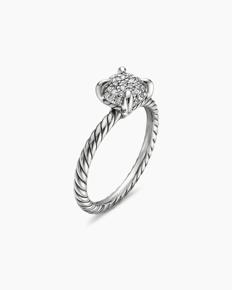 Petite Chatelaine® Ring Sterling Silver with Pavé Diamonds, 7mm