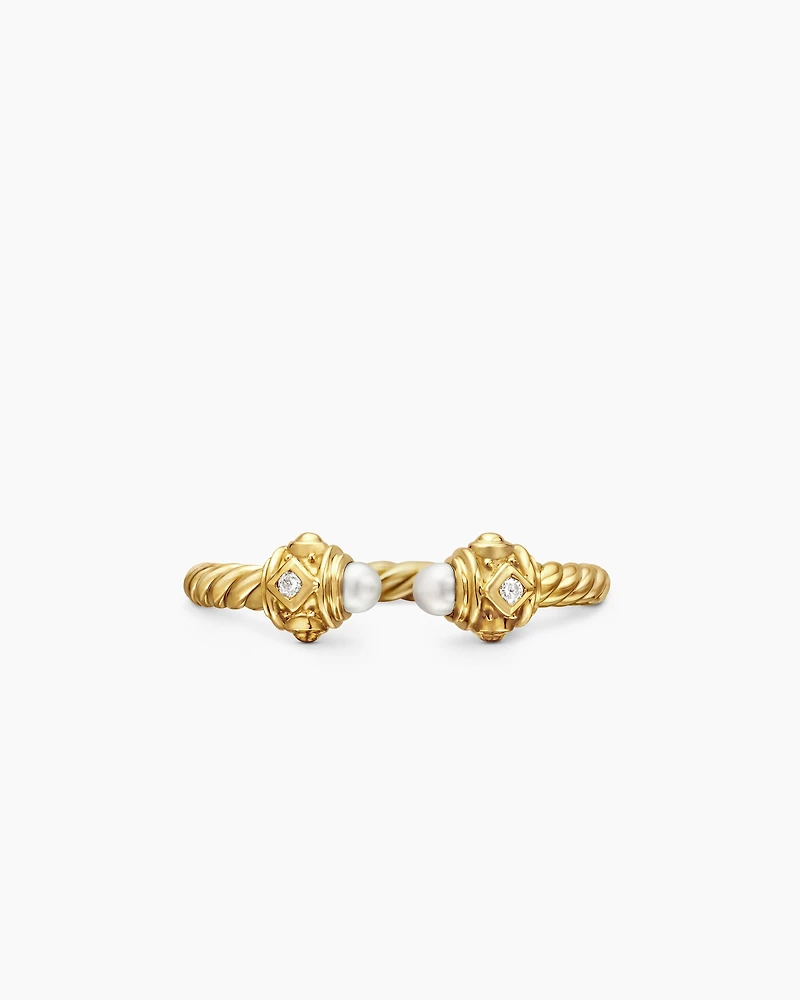 Renaissance Ring 18K Yellow Gold with Pearls and Diamonds, 2.3mm