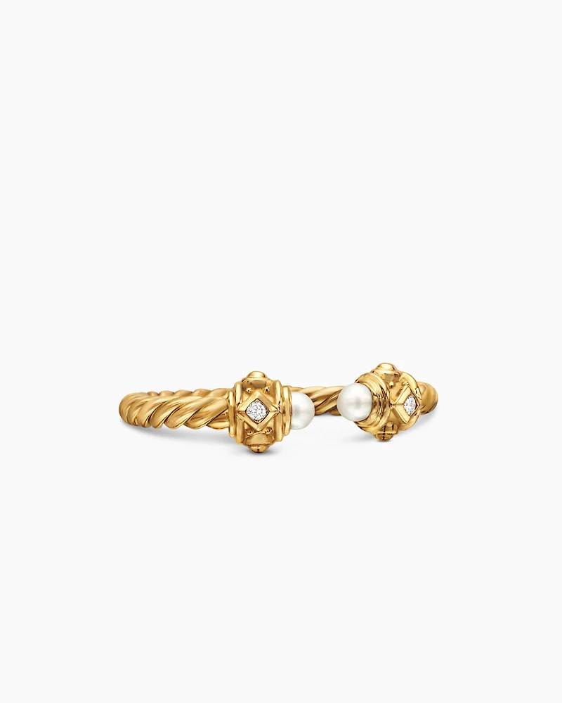 Renaissance Ring 18K Yellow Gold with Pearls and Diamonds, 2.3mm