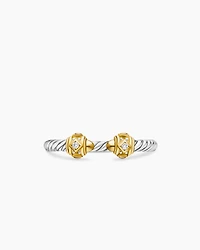 Renaissance Ring Sterling Silver with 14K Yellow Gold, Gold Domes and Diamonds, 2.3mm