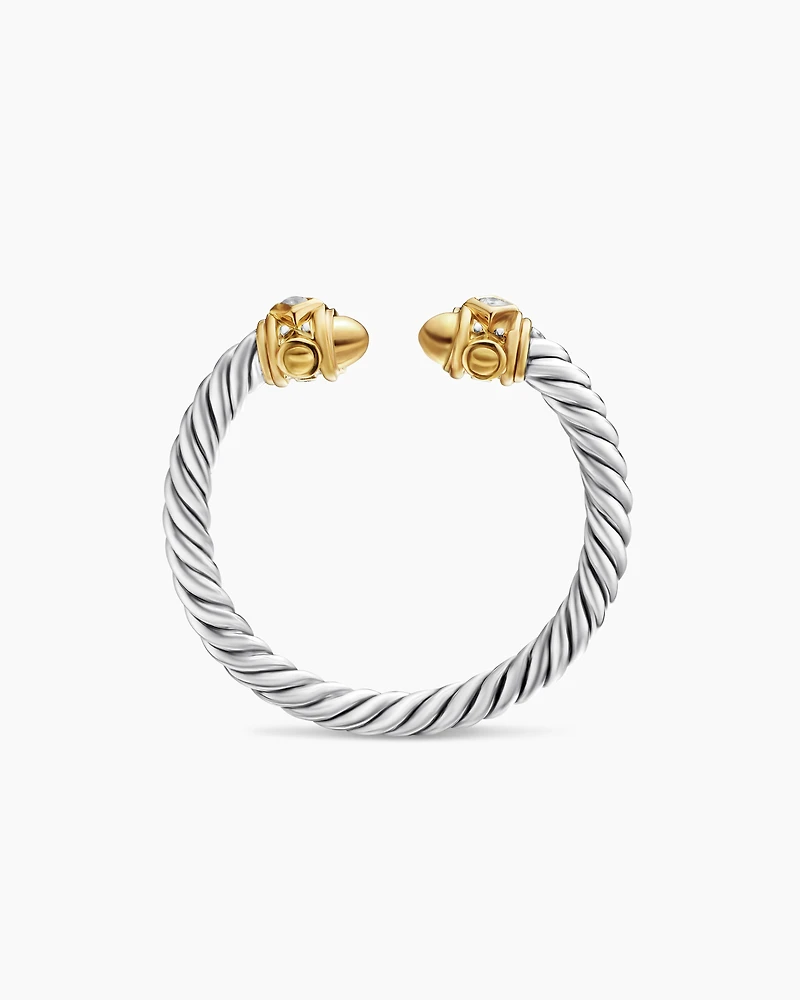 Renaissance Ring Sterling Silver with 14K Yellow Gold, Gold Domes and Diamonds, 2.3mm