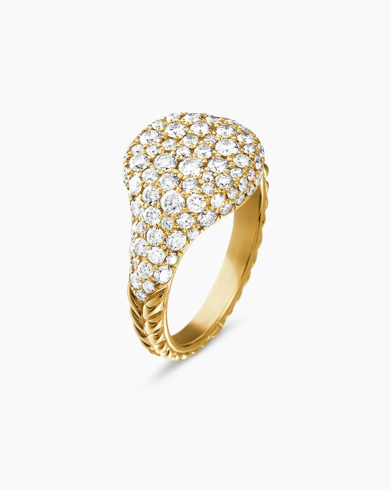 Pavé Pinky Ring 18K Yellow Gold with Diamonds, 10mm