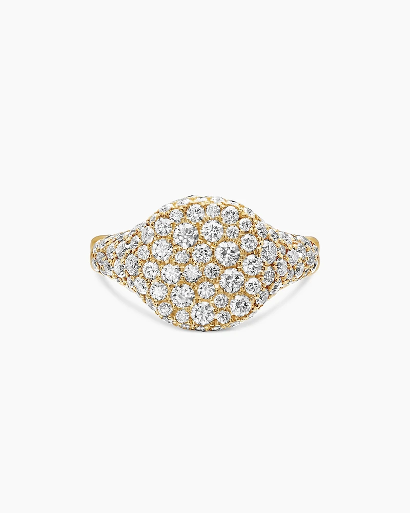Pavé Pinky Ring 18K Yellow Gold with Diamonds, 10mm