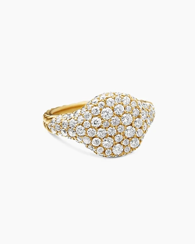 Pavé Pinky Ring 18K Yellow Gold with Diamonds, 10mm