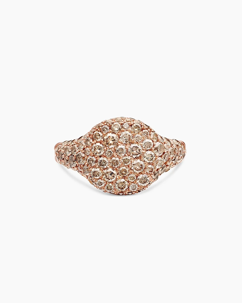 Pavé Pinky Ring in 18K Rose Gold with Cognac Diamonds, 10mm
