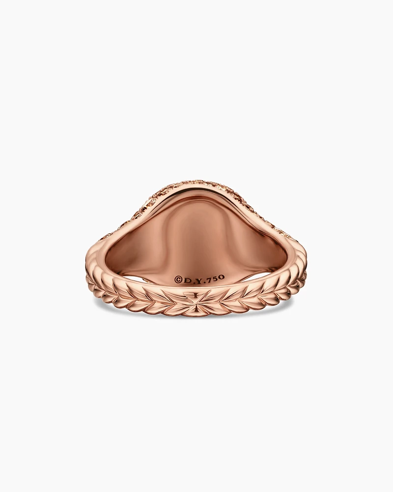 Pavé Pinky Ring in 18K Rose Gold with Cognac Diamonds, 10mm