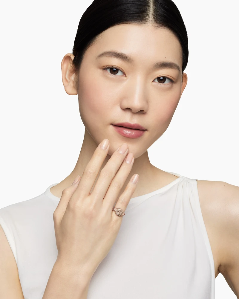 Pavé Pinky Ring in 18K Rose Gold with Cognac Diamonds, 10mm