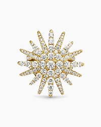 Starburst Ring 18K Yellow Gold with Diamonds, 28mm