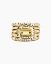 Stax Statement Ring 18K Yellow Gold with Champagne Citrine and Diamonds, 14mm