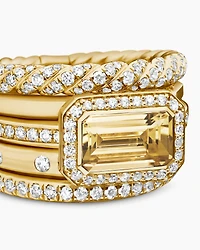 Stax Statement Ring 18K Yellow Gold with Champagne Citrine and Diamonds, 14mm