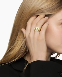 Stax Statement Ring 18K Yellow Gold with Champagne Citrine and Diamonds, 14mm