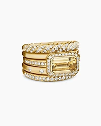 Stax Statement Ring 18K Yellow Gold with Champagne Citrine and Diamonds, 14mm