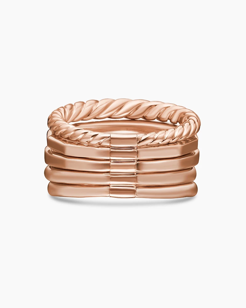 Stax Five Row Ring 18K Rose Gold with Morganite and Diamonds, 14mm