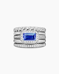 Stax Five Row Ring 18K White Gold with Tanzanite and Diamonds, 14mm
