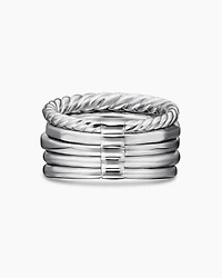 Stax Five Row Ring 18K White Gold with Tanzanite and Diamonds, 14mm