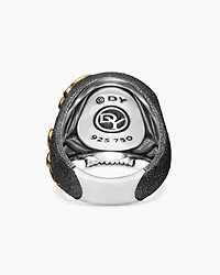 Waves Skull Ring Sterling Silver with 18K Yellow Gold, 24mm