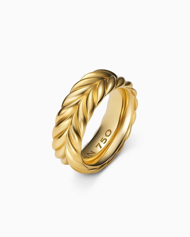 Chevron Band Ring 18K Yellow Gold, 8.5mm