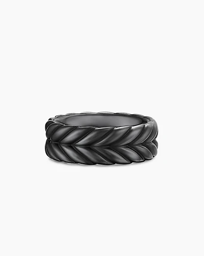 Chevron Band Ring Black Titanium