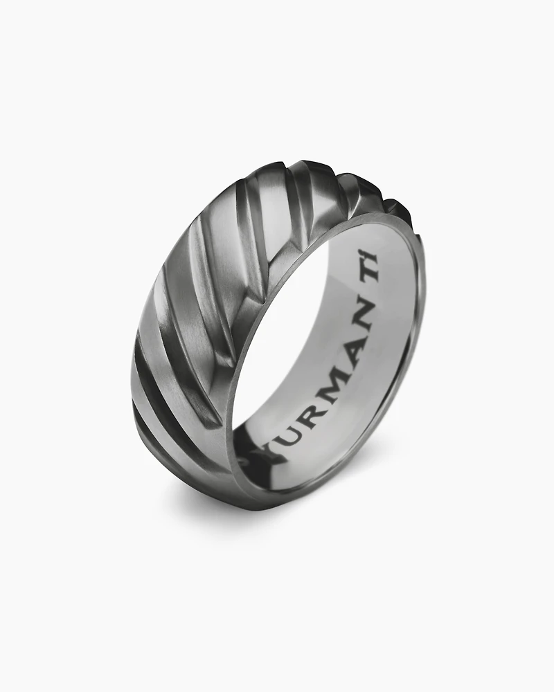 Modern Cable Band Ring Grey Titanium, 9mm