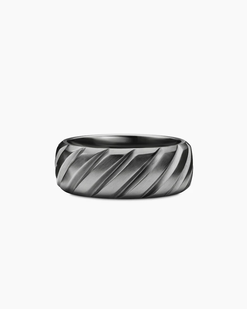 Modern Cable Band Ring Grey Titanium, 9mm
